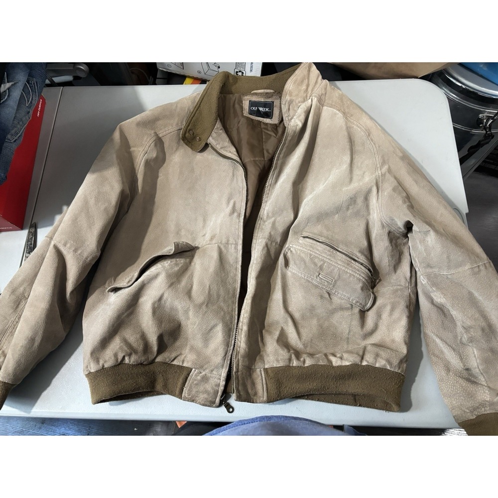Vtg Outbrook Leather Jacket Mens‎ XL brown